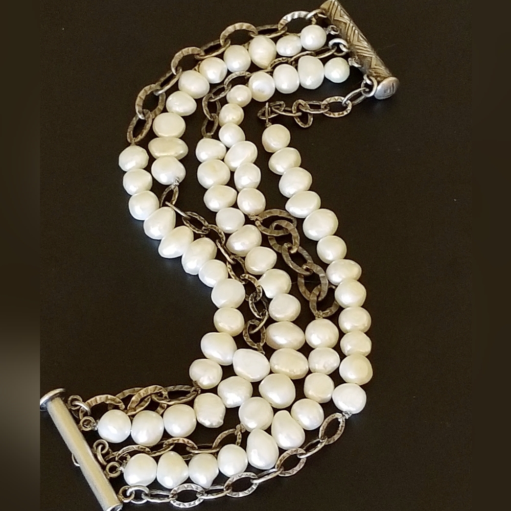 RARE Silpada Sterling Silver & Pearl Bracelet